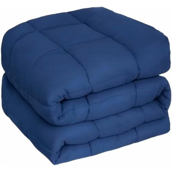 Quilted Bed Comforter Duvet Insert - Queen/Full Size, Navy Blue Down Alternative Bed Comforter, All Season Duvet with Corner Tab, Soft & Lightweight - Box Stitching Design