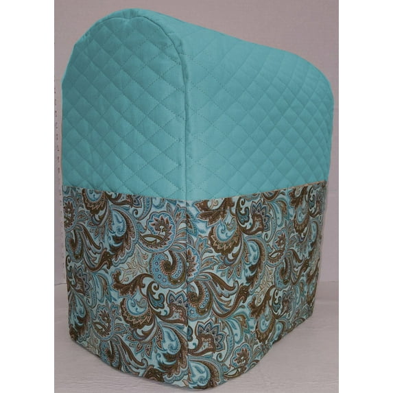 Quilted Brown & Teal Paisley Cover Compatible with Farberware 4.7qt Stand Mixer by Penny's Needful Things (Aqua Blue)