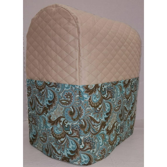 Quilted Brown & Teal Paisley Cover Compatible with Sunbeam Heritage Series 4.6qt Mixmaster by Penny's Needful Things (Tan)