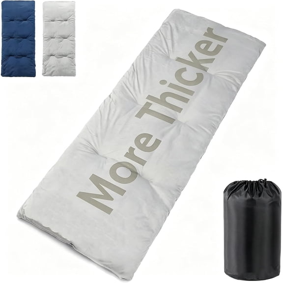 Quilted Camping Cot Mattress Pad in Grey, Waterproof Polyester Sleeping Pad for Camp Cots RV Bunks or Narrow Twin Beds, 75" x 28" x 3"