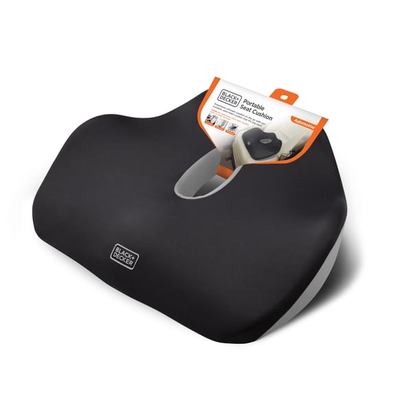 BLACK+DECKER Car Seat Cushion, Ergonomic Memory Foam Chair Cushion, Black/Gray