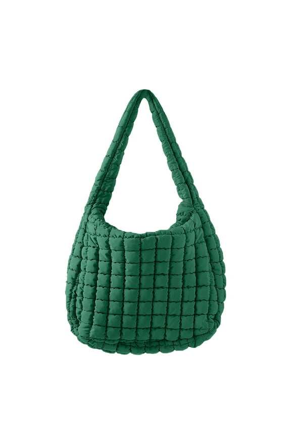 Quilted Carryall Tote Bag for Women Large Puffer Crossbody Handbags Army Green One Size