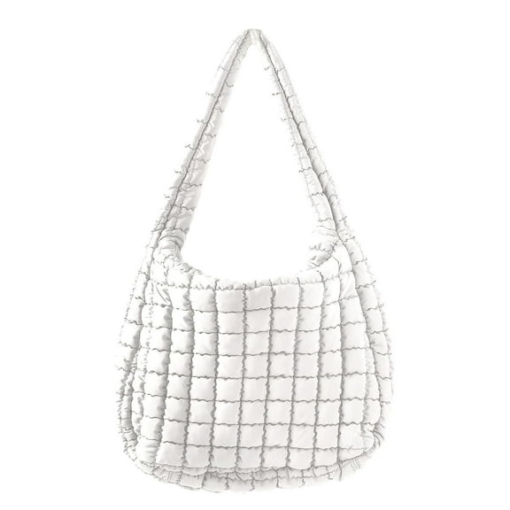 Quilted Carryall Tote Bag for Women Large Puffer Crossbody Handbags White One Size