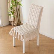 Quilted Chair Cushion with Backrest, 35x18 Inch Thick Padded Seat Cover with Ties for Dining & Office Chairs, Machine Washable Home Decor - Multiple Colors
