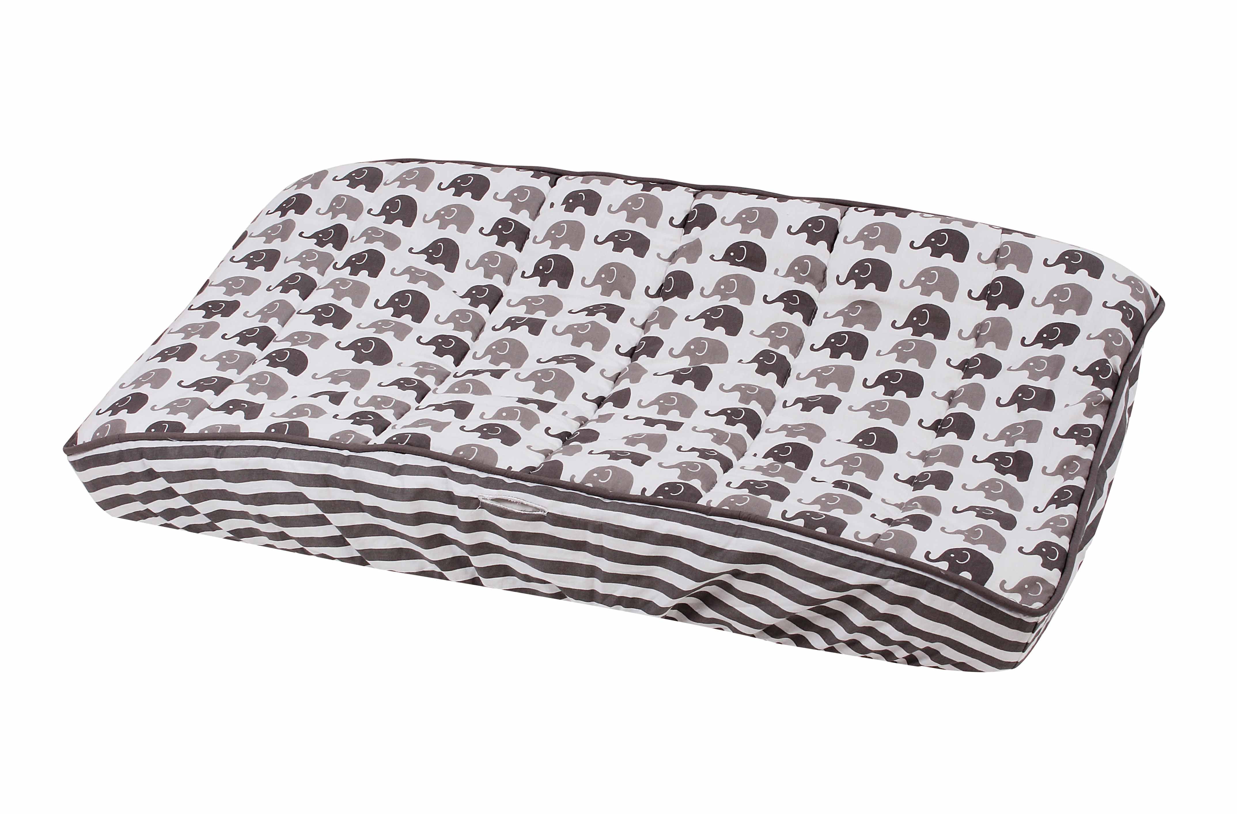 Quilted Changing Pad Cover, Elephants White/Grey