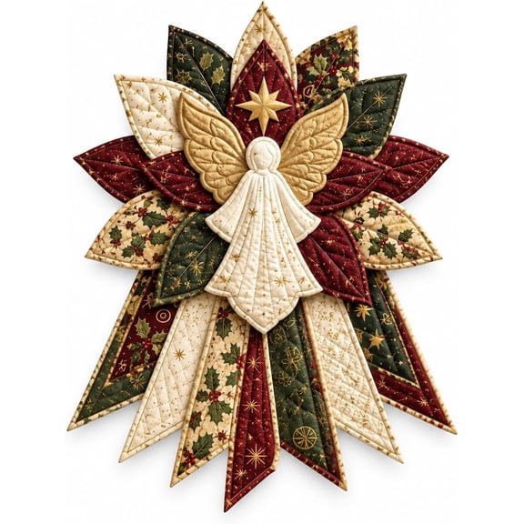 Quilted Christmas Door Hanging DIY Sewing Kit, Patchwork Bow Craft Kit for Door and Wall Display Angel