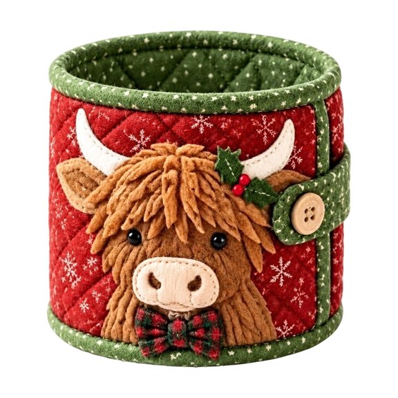 Quilted Christmas Fabric Storage Basket, Small Diy Sewing Kit, Holiday Home Decor, Kids Christmas Gift for Craft Lovers