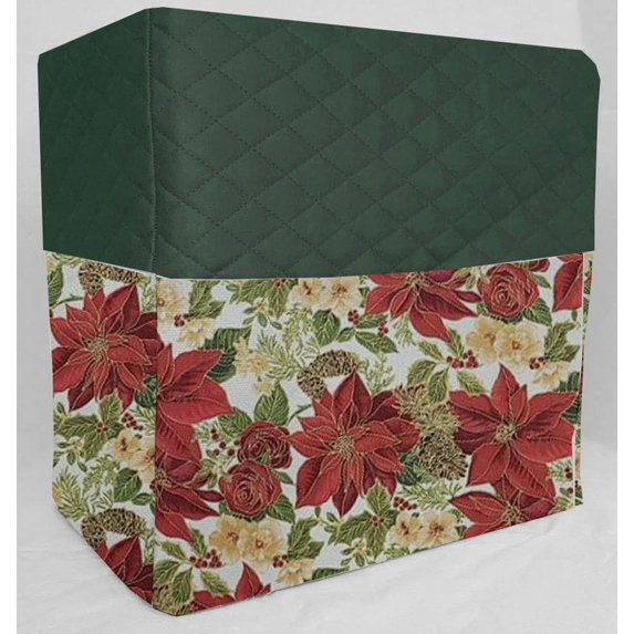 Quilted Christmas Poinsettia Bread Machine Cover by Penny's Needful Things (Hunter Green)
