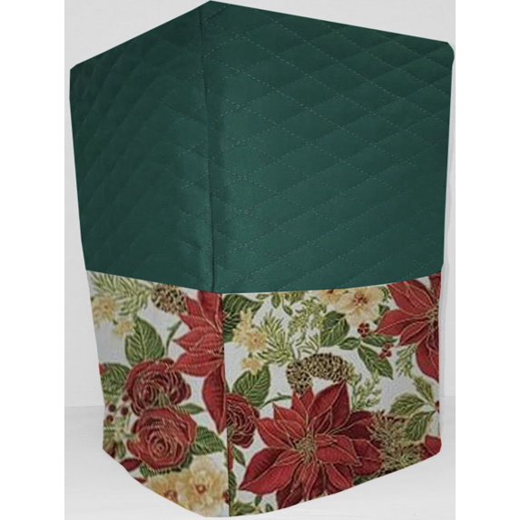 Quilted Christmas Poinsettia Coffee Maker Cover by Penny's Needful Things (Hunter Green)