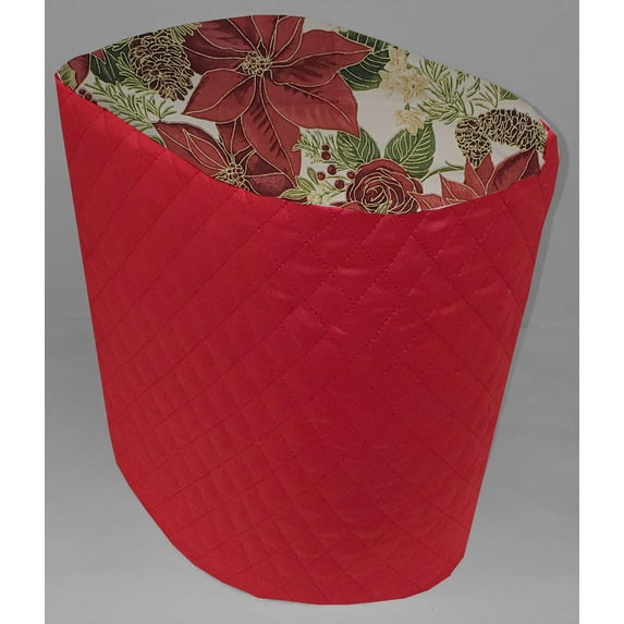 Quilted Christmas Poinsettia Food Processor Cover by Penny's Needful Things (Small, Red)