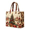 thumbnail image 1 of Quilted Christmas Tote Bag, Reusable Holiday Gift Bag, Large Shopping Tote Hand Bag with Christmas Tree Print, Festive Carryall for Grocery Shopping, Gifts,Daily Use, 1 of 2