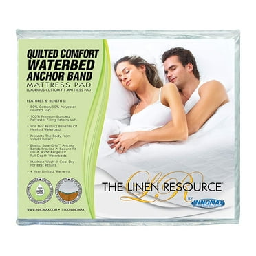 "Quilted Comfort Waterbed Anchor Band Custom Fit Mattress Pad"