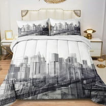 Quilted Comforter Duvet, All Season Duvet, Soft Bedding 3 Set, 1 Duvet Comforter & 2 Pillow Case, Brooklyn Hologram, Twin