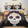 thumbnail image 1 of Quilted Comforter Duvet, All Season Duvet, Soft Bedding 3 Set, 1 Duvet Comforter & 2 Pillow Case, Day of the Dead Dia de los muertos, King, 1 of 4