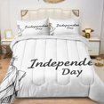 thumbnail image 1 of Quilted Comforter Duvet, All Season Duvet, Soft Bedding 3 Set, 1 Duvet Comforter & 2 Pillow Case, Independence Day State Of Liberty, King, 1 of 4