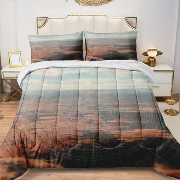Quilted Comforter Duvet, All Season Duvet, Soft Bedding 3 Set, 1 Duvet Comforter & 2 Pillow Case, West World, Full