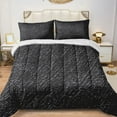 thumbnail image 1 of Quilted Comforter Duvet, All Season Duvet, Soft Bedding 3 Set, 1 Duvet Comforter & 2 Pillow Case, black denim pattern texture, Full, 1 of 4