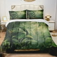 thumbnail image 1 of Quilted Comforter Duvet, All Season Duvet, Soft Bedding 3 Set, 1 Duvet Comforter & 2 Pillow Case, green summer jungle, Queen, 1 of 4