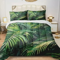Quilted Comforter Duvet, All Season Duvet, Soft Bedding 3 Set, 1 Duvet Comforter & 2 Pillow Case, green summer jungle, Twin