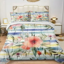 Quilted Comforter Duvet, All Season Duvet, Soft Bedding 3 Set, 1 Duvet Comforter & 2 Pillow Case, spring floral, Twin