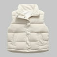 thumbnail image 1 of Quilted Corduroy Vests for Toddler Kids Winter Warm Zip up Sleeveless Stand Collar Jacket with Button Outerwear Waistcoat White 11Y, 1 of 4