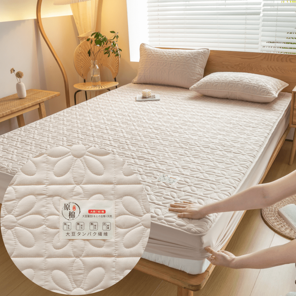 Quilted Cotton Bed Cover Super Thick and Warm Mattress Cover Queen King