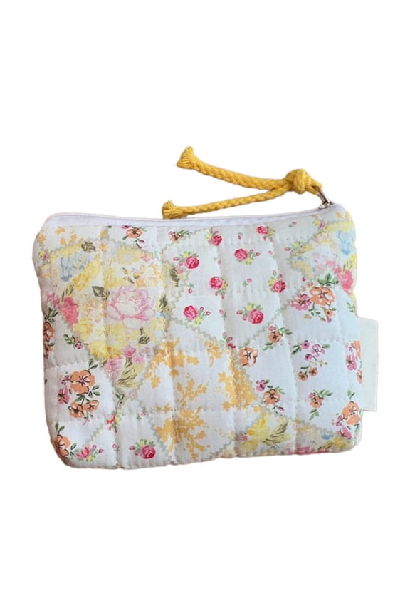 Quilted Cotton Coin Purse for Women Small Cosmetic Pouches Makeup Bags Pocket