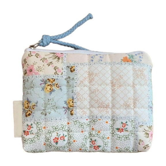 Quilted Cotton Coin Purse for Women Small Cosmetic Pouches Makeup Bags Pocket