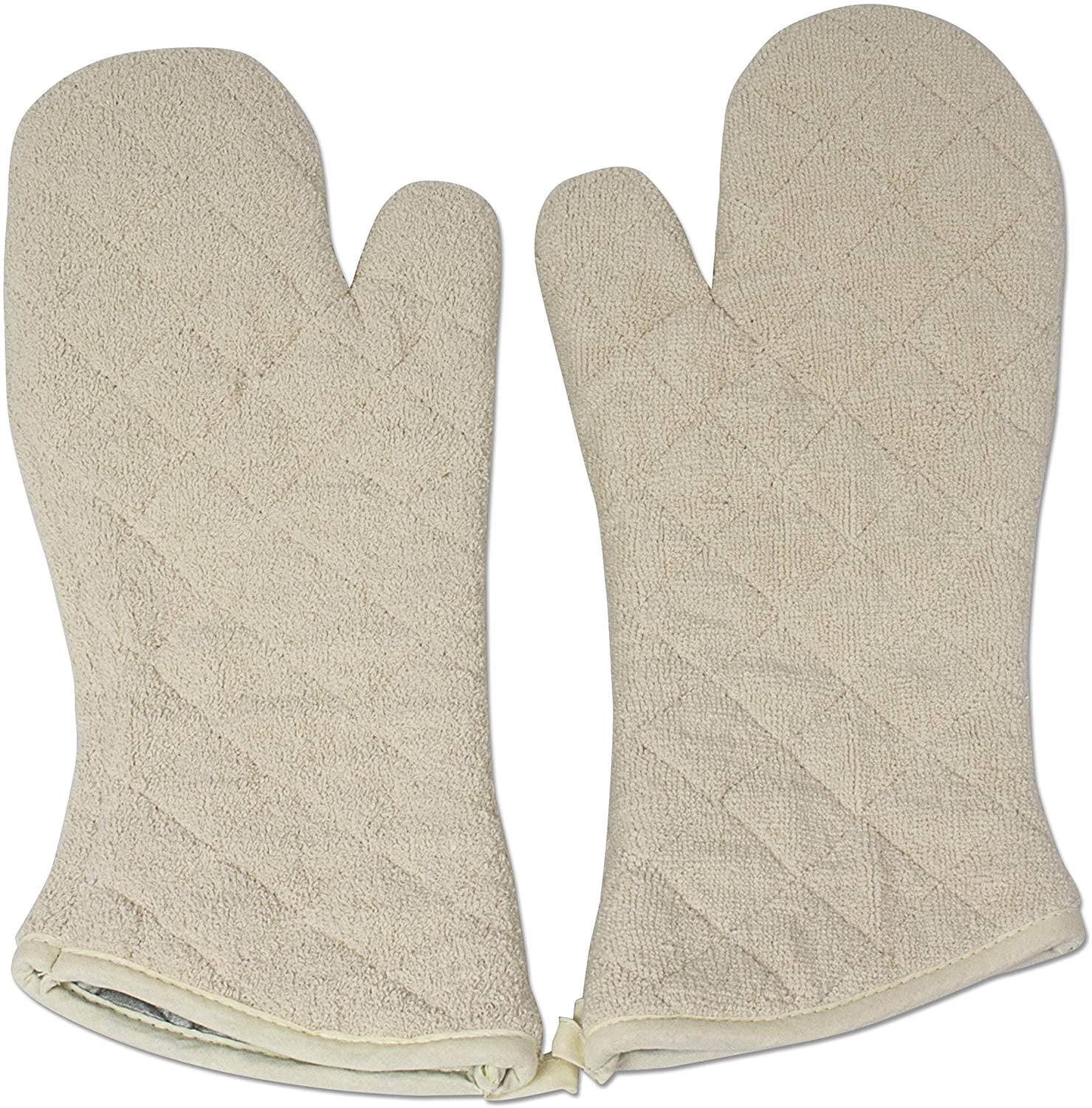 Quilted Cotton Terry Oven Mitts for Baking, BBQ, and Cooking Protection, Heat-Resistant Gloves for Kitchen and Grill, Comfortable Grip, Machine Washable, Reusable, 17-Inch, 1 Pair