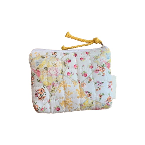 Quilted Cotton Toiletry Bag Cute Flower Pattern Coin Purse Small Makeup Pouches Women Girls Storage Bag