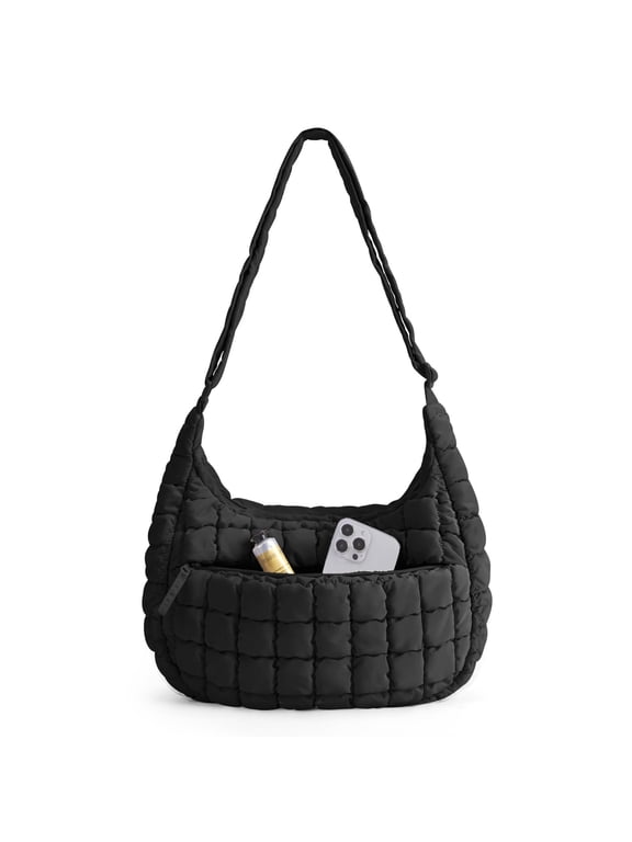 Quilted Crossbody Bag for Women Lightweight Puffer Purse for Travel, Daily Use & Work