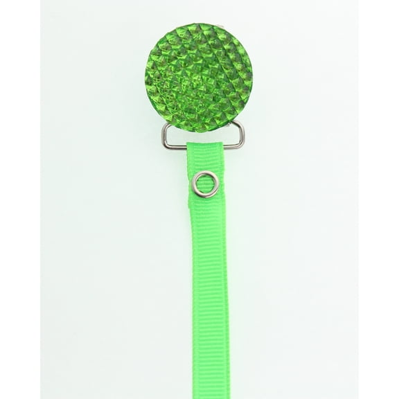 Quilted Crystal Pacifier Clip with Solid Ribbon, Bright Colors