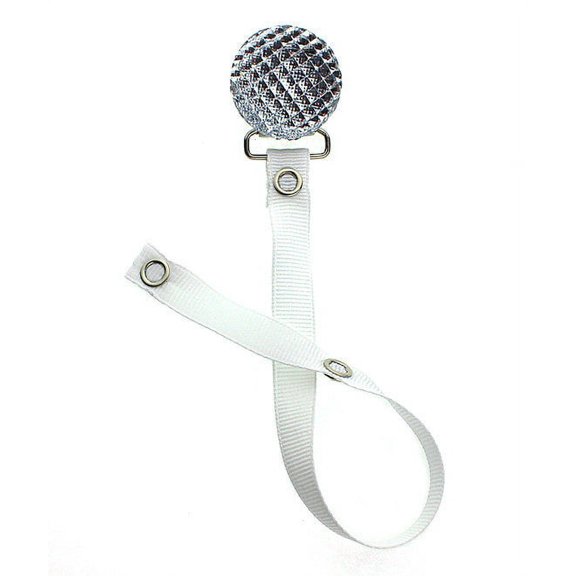 Quilted Crystal Pacifier Clip with Solid Ribbon, Earthy Colors