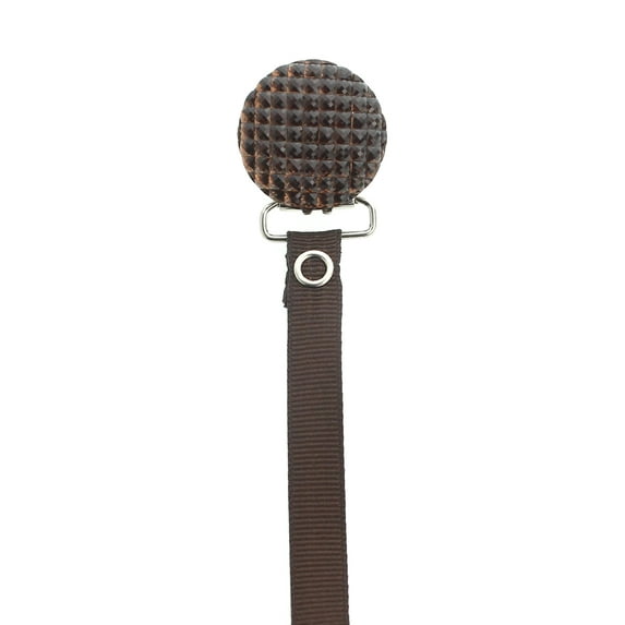 Quilted Crystal Pacifier Clip with Solid Ribbon, Earthy Colors