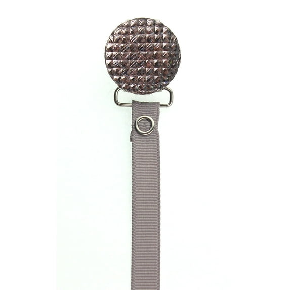 Quilted Crystal Pacifier Clip with Solid Ribbon, Earthy Colors