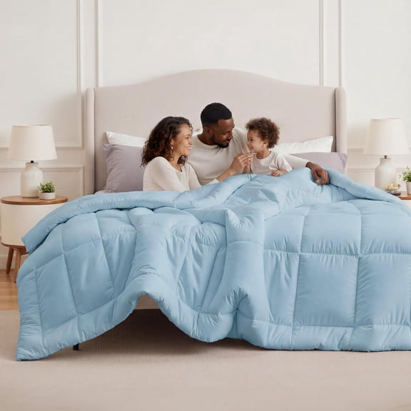 Quilted Down Alternative Comforter Oversized King 116x98 Inches Aqua