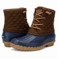 thumbnail image 1 of Quilted Duck Boots Women Lace-up Plaid Snow Boots Insulated Short Winter Boots, Navy Brown, 9 US, 1 of 6