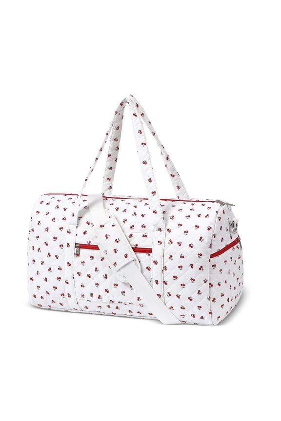 Quilted Duffel Bag A-Cherry Travel Gym Weekend Organizer