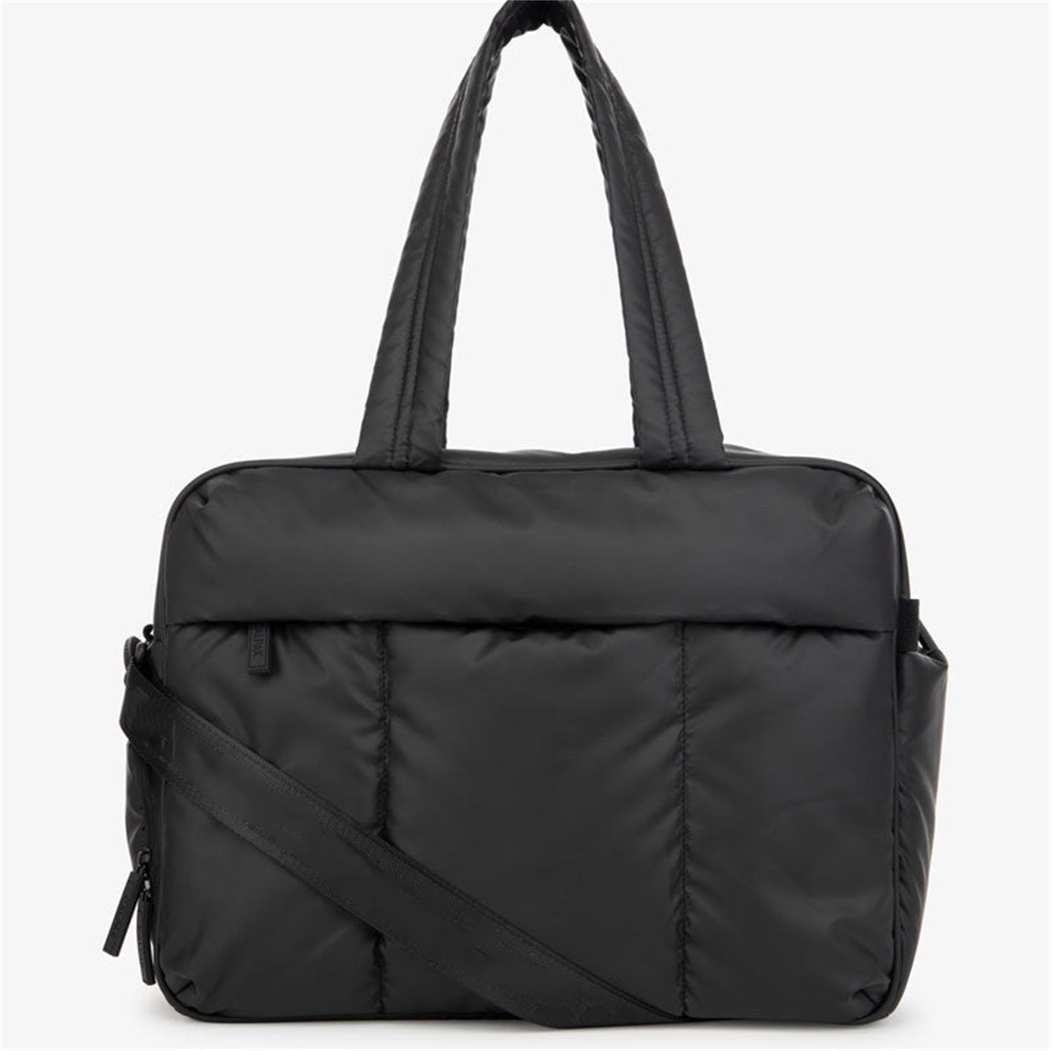 Quilted Duffel Tote Bag with Shoe Compartment Overnight Bag Travel Duffel Bag for Women,Black
