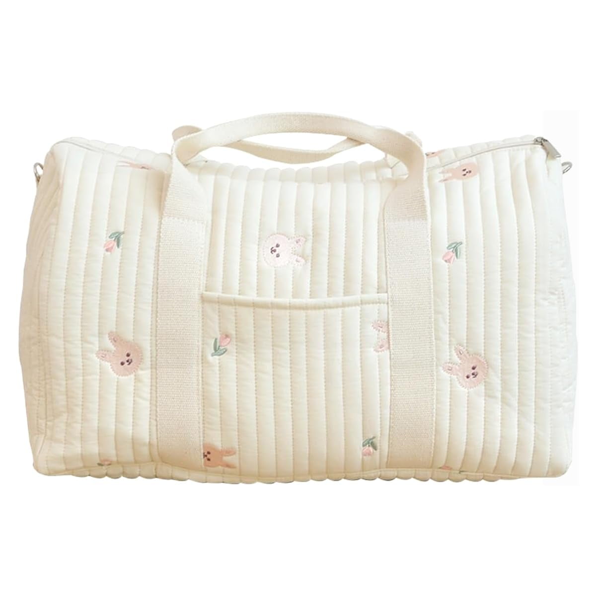 Quilted Duffle Bag For Women Cute Weekender Bag Floral Travel Bag Cotton Diaper Tote Bag