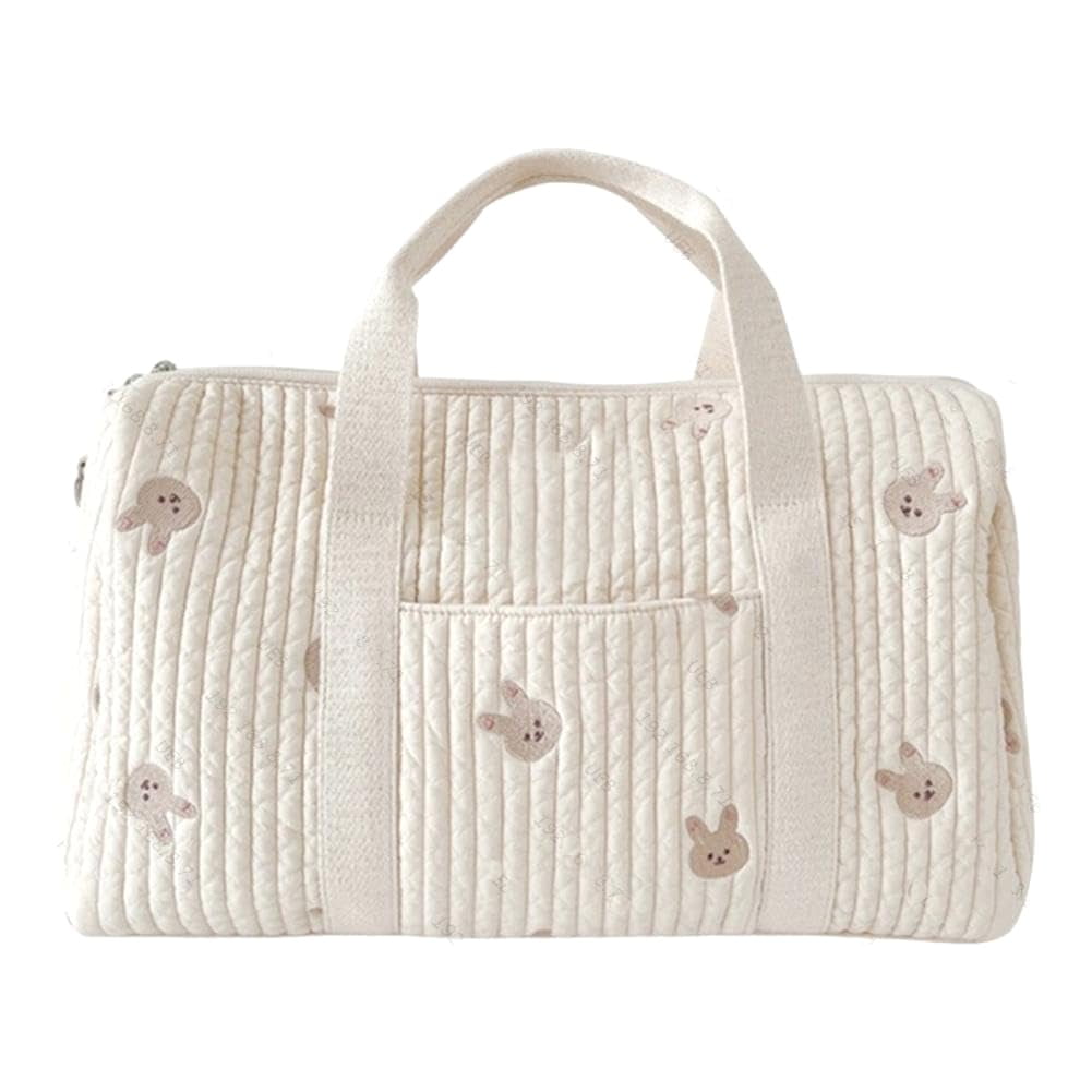 Quilted Duffle Bag For Women Cute Weekender Bag Floral Travel Bag Cotton Diaper Tote Bag