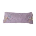 thumbnail image 1 of Quilted Embossed Bow Embroidered Pencil Pouch, Soft Pastel Decorative Pencil Case for Office Desk Artist Travel Makeup Brush Storage, 8.27 Inch, 1 of 6