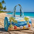 thumbnail image 1 of Quilted Embroidered Travel Duffel Bag 16x8x8 Inch, Compact Overnight Bag with Padded Handles, Gym Yoga Tote, Vacation Carry-On Bag, 1 of 8