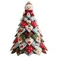 thumbnail image 1 of Quilted Fabric Christmas Tree Decoration, Patchwork Tabletop Xmas Tree with Character Topper, Light-Up & Non-Lit Holiday Centerpiece for Mantel, 1 of 5