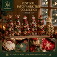 thumbnail image 1 of Quilted Fabric Christmas Tree Decoration, Patchwork Tabletop Xmas Tree with Character Topper, Light-Up & Non-Lit Holiday Centerpiece for Mantel, 1 of 7
