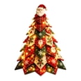 thumbnail image 1 of Quilted Fabric Christmas Tree Decoration, Patchwork Tabletop Xmas Tree with Character Topper, Light-Up & Non-Lit Holiday Centerpiece for Mantel, 1 of 7