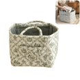 thumbnail image 1 of Quilted Fabric Storage Basket with Handles & Pocket, Foldable Laundry Hamper Boho Floral Print Organizer Bin for Home, Picnic, Office 12"x10"x10", 1 of 5