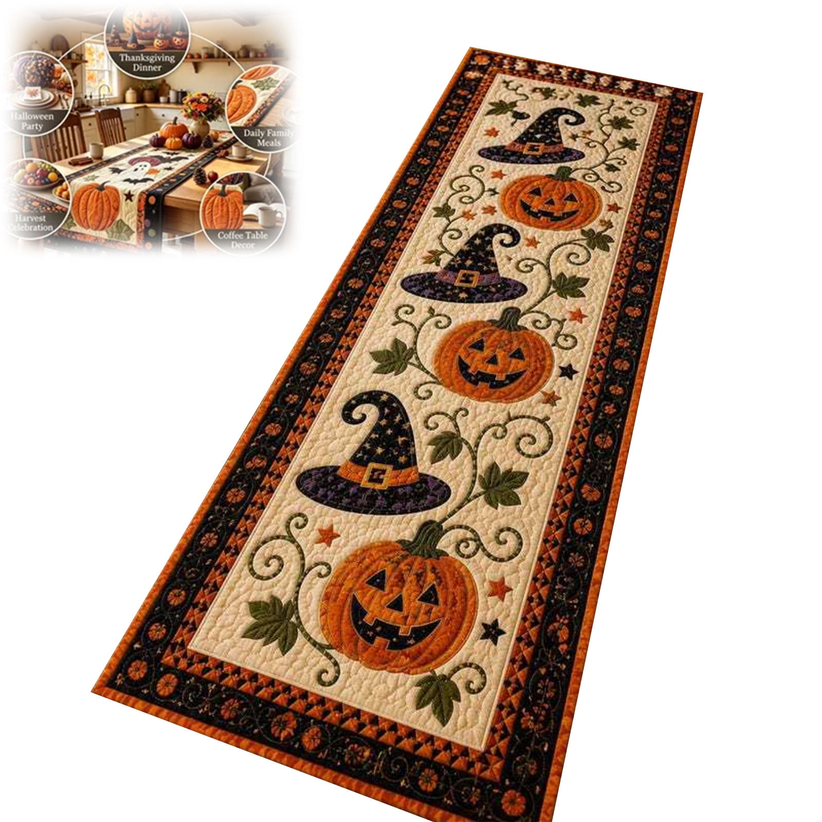 Quilted Fall Table Runner – Autumn Harvest Farmhouse Decor for Dining ...
