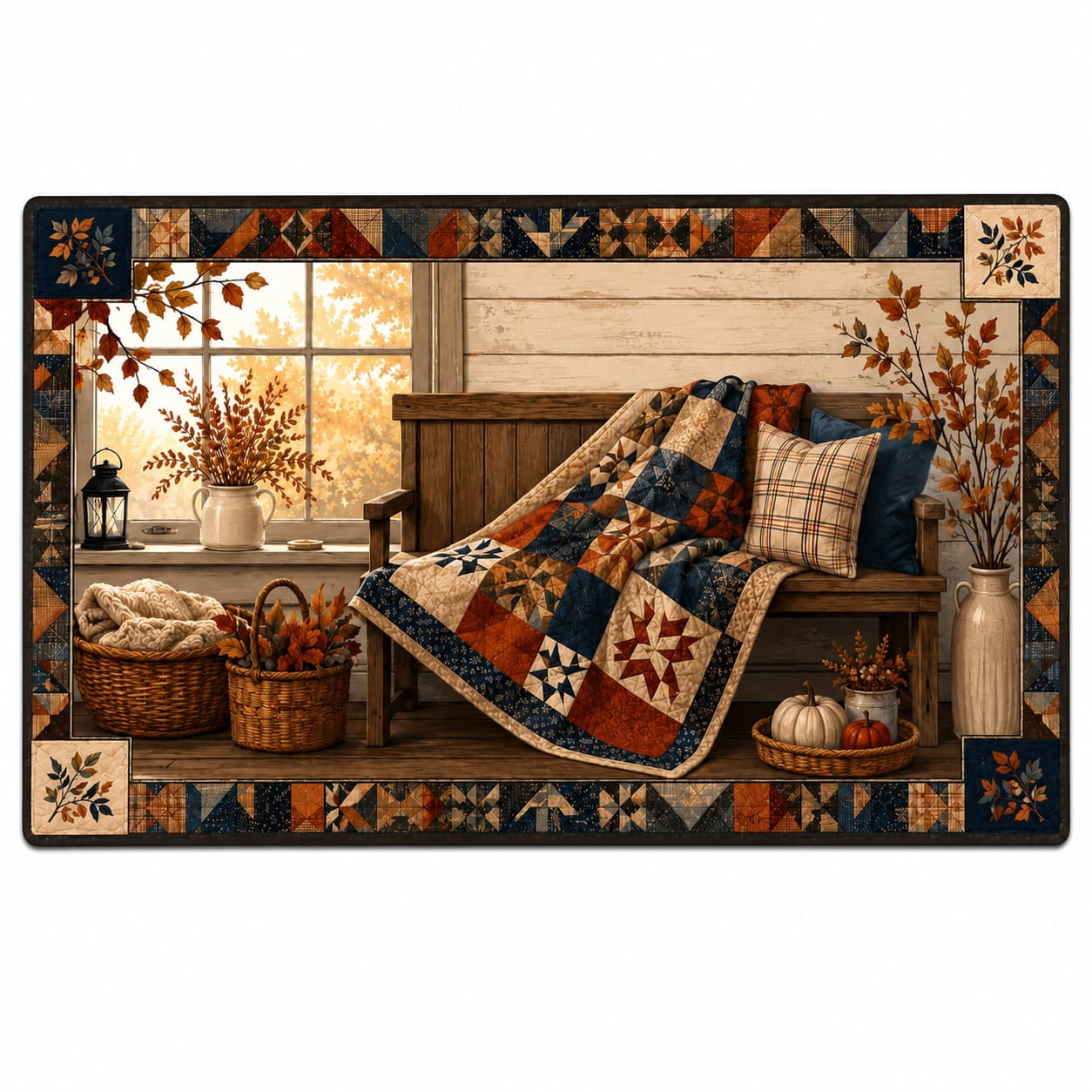 Sunroom Rugs Quilted Farmhouse Rectangle Rug for Sunroom Autumn Style - Walmart.com