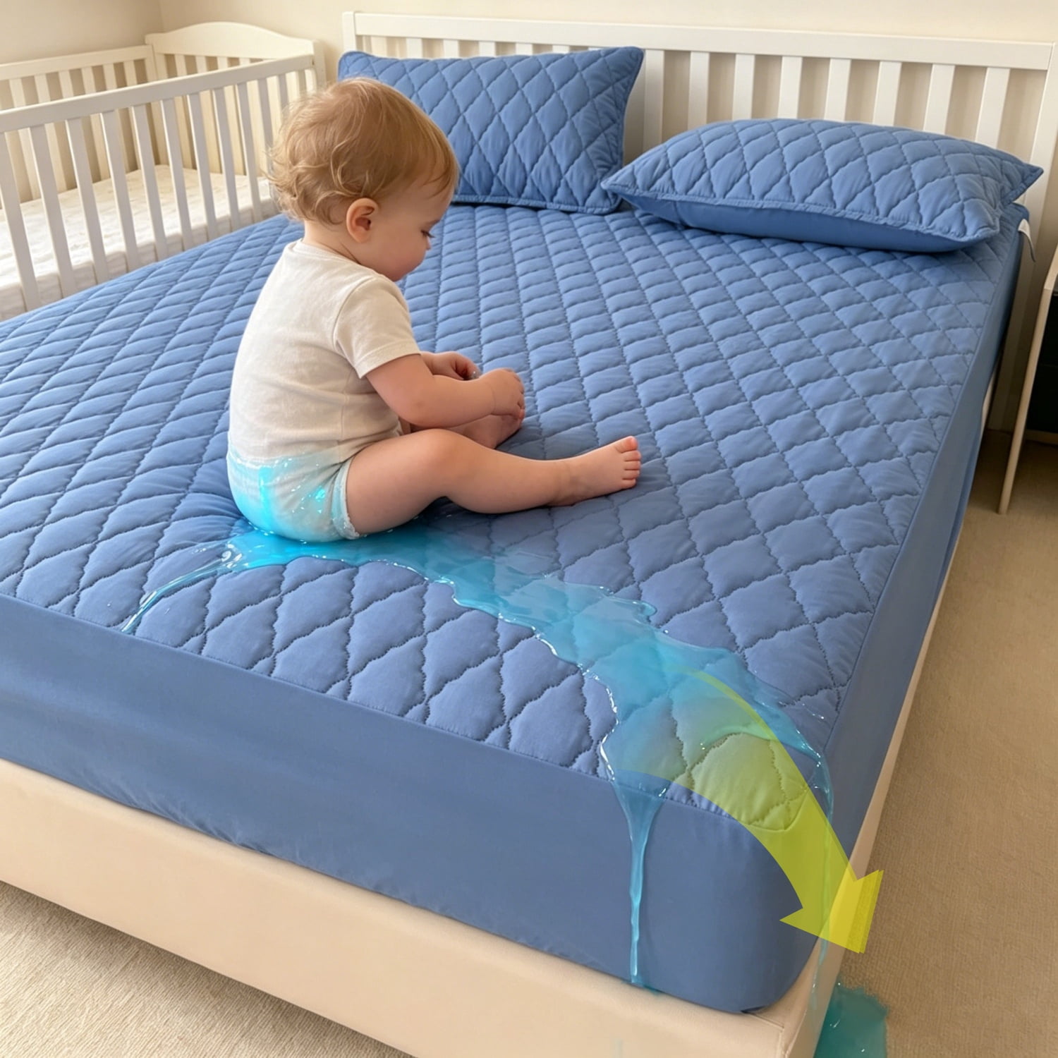 Quilted Fitted Mattress Pad Cover, 100% Waterproof Mattress Protector, Deep Pocket, Breathable & Noiseless, Soft and Comfortable